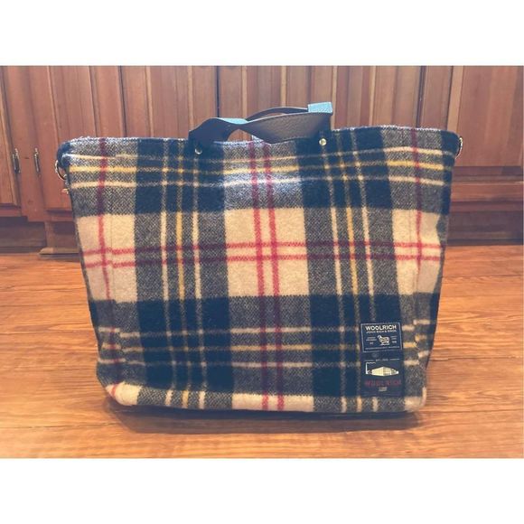 Woolrich John Rich Plaid Flannel Union Rever Reversible Tote Bag Nwt - Picture 2 of 9